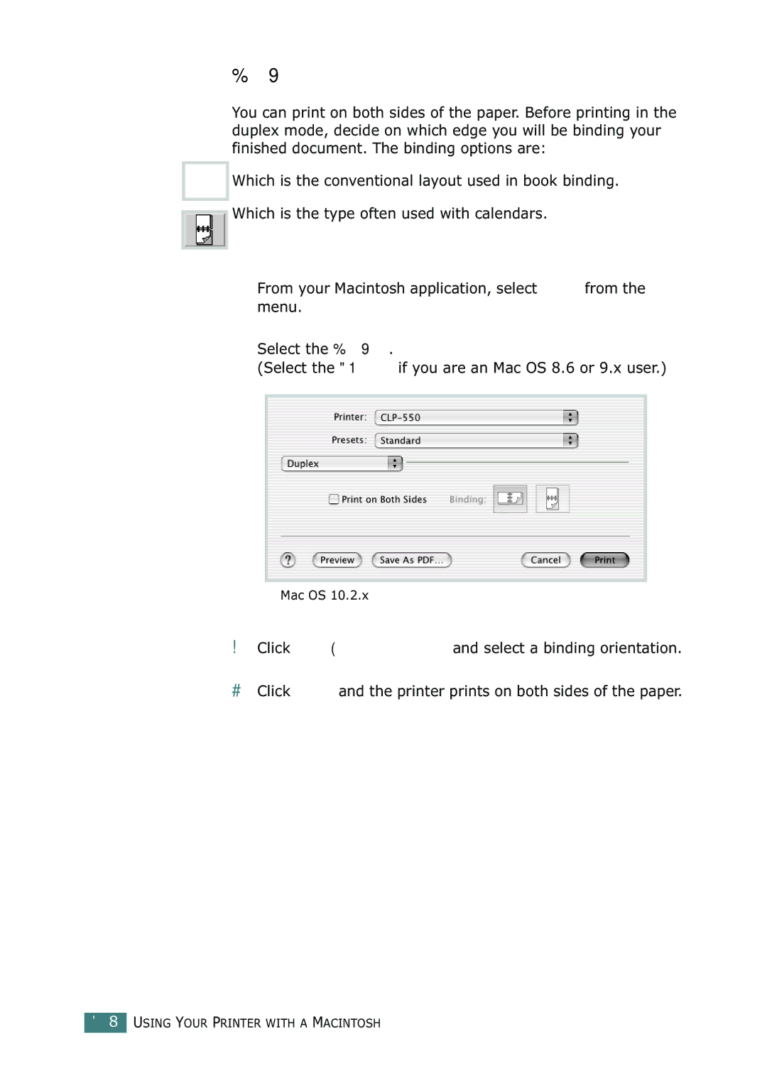 Samsung CLP-550N setup guide Duplex Printing 