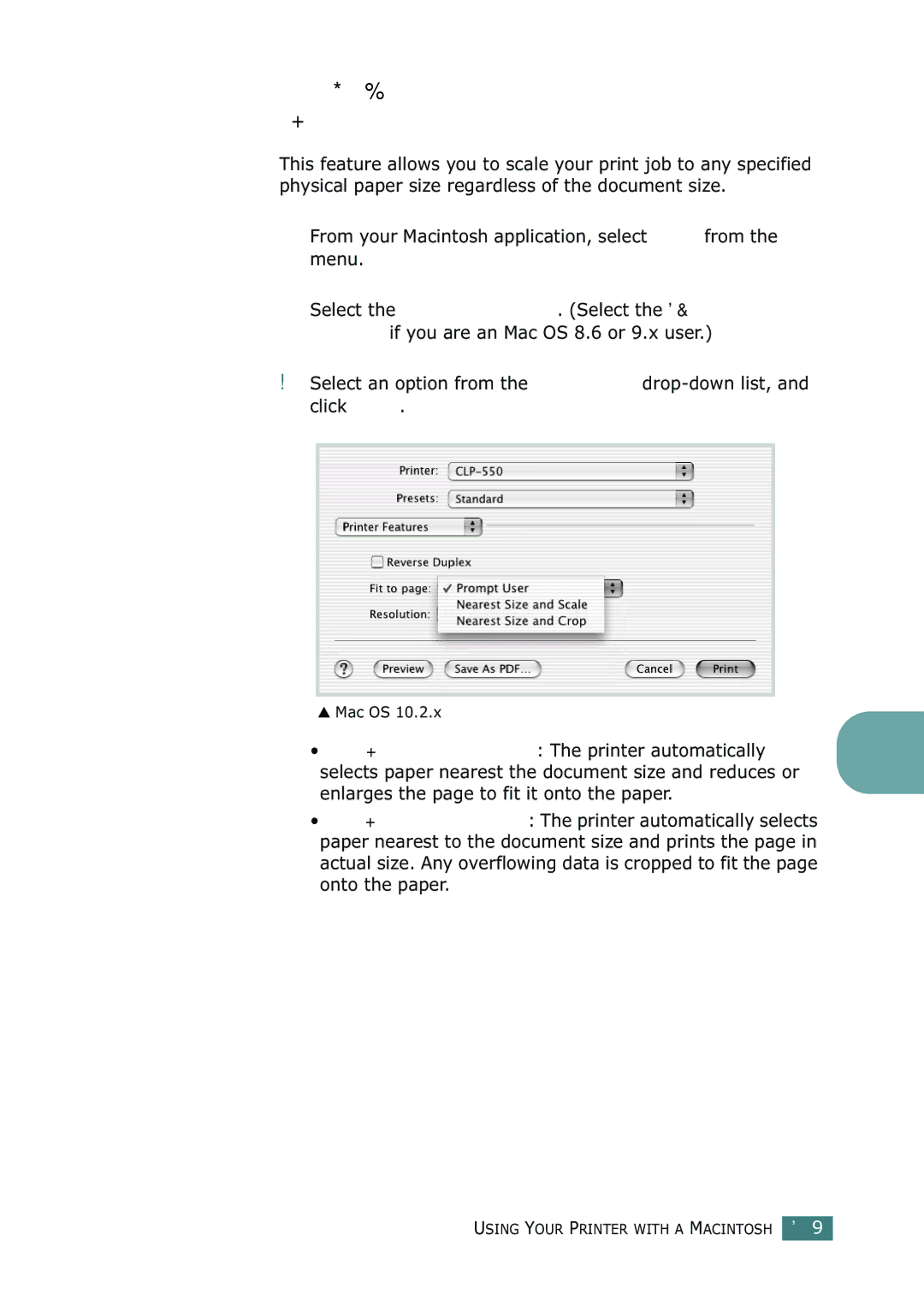 Samsung CLP-550N setup guide Printing Your Document to a Selected Paper Size 