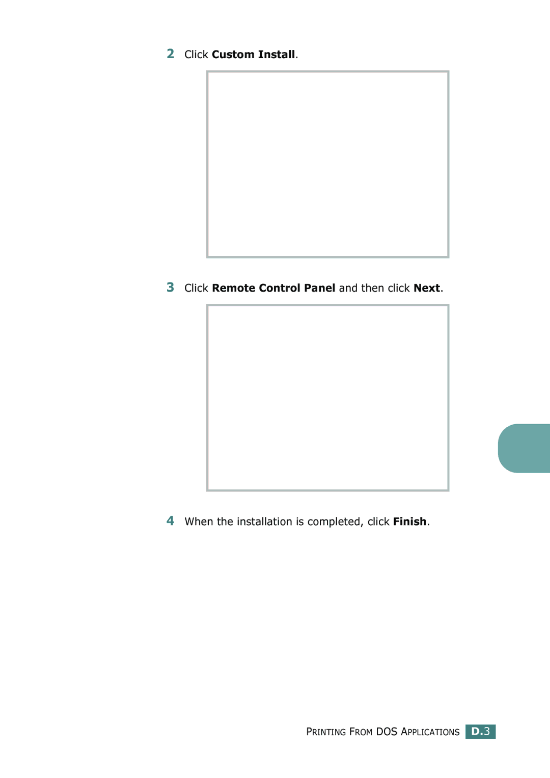 Samsung CLP-550N setup guide Printing from DOS Applications D.3 