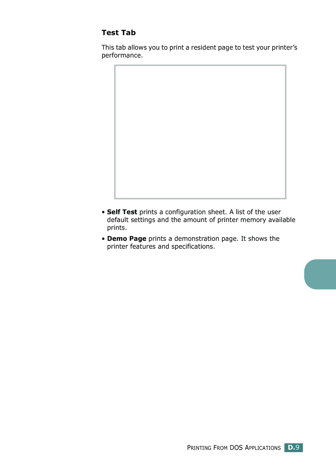 Samsung CLP-550N setup guide Test Tab 