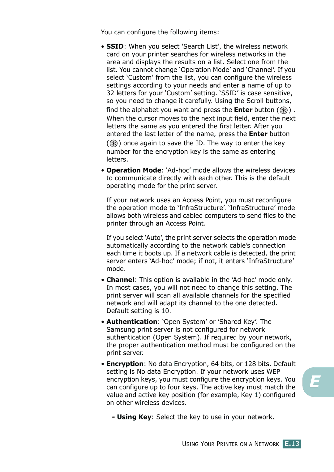 Samsung CLP-550N setup guide You can configure the following items 