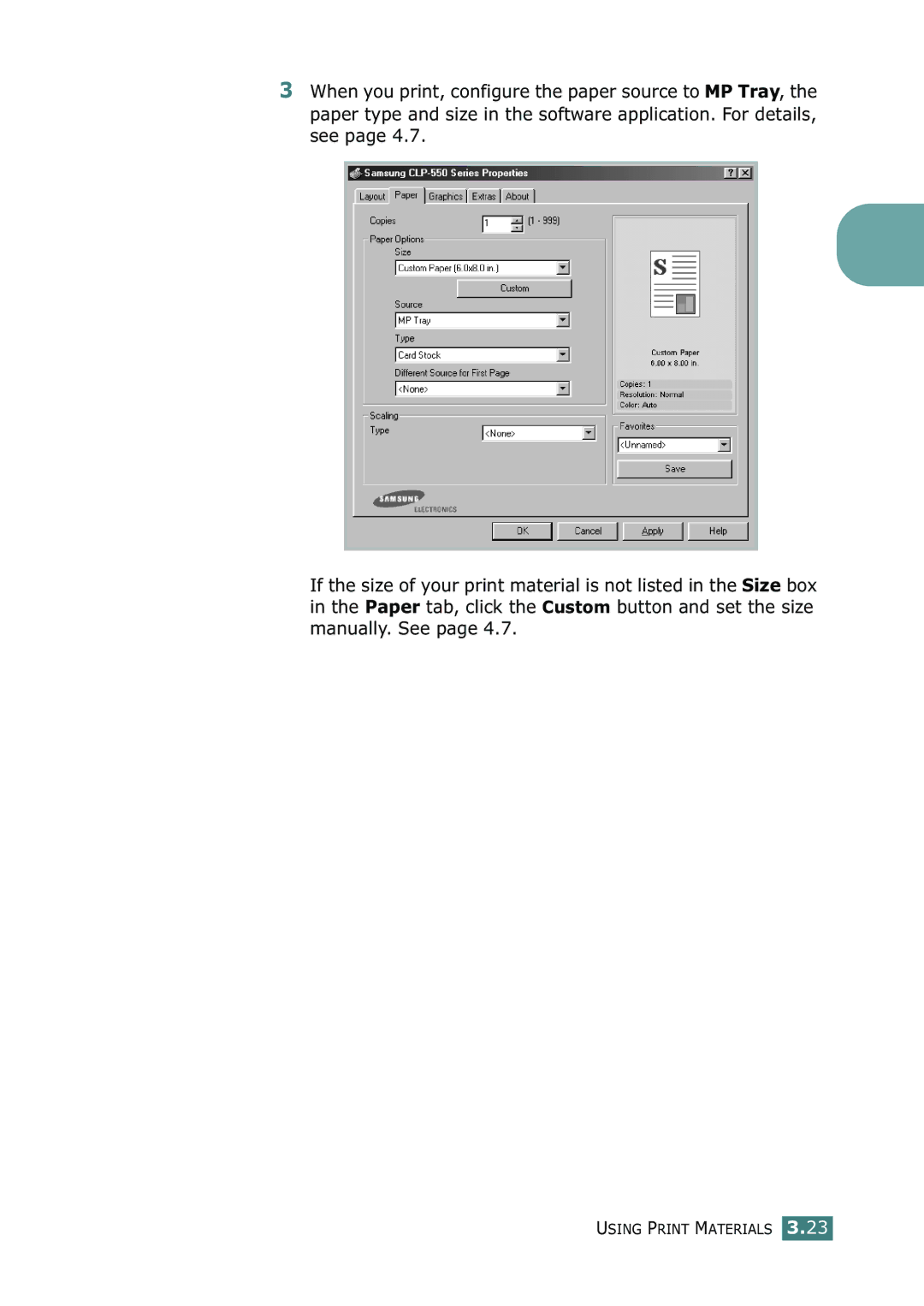 Samsung CLP-550N setup guide Using Print Materials 