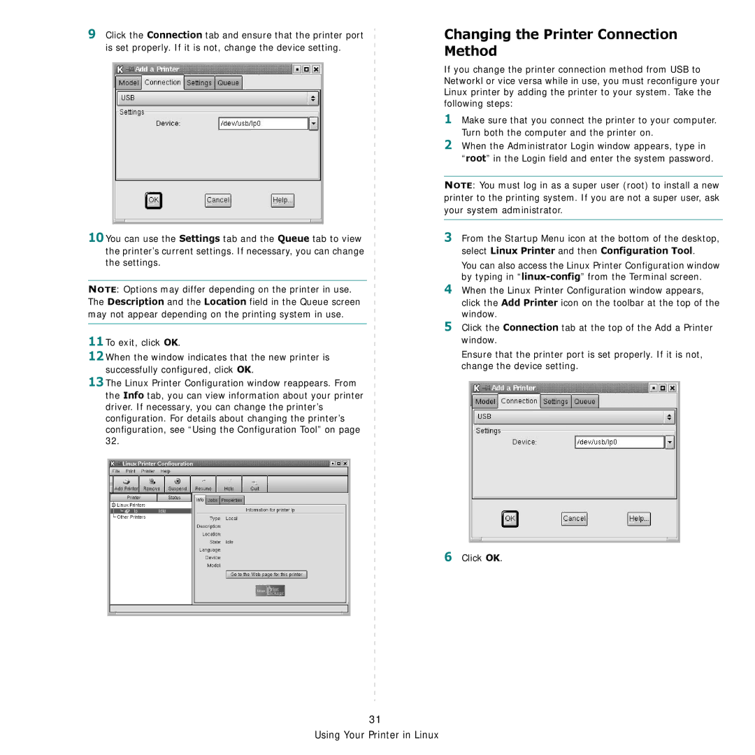 Samsung CLP-600 manual Changing the Printer Connection Method 