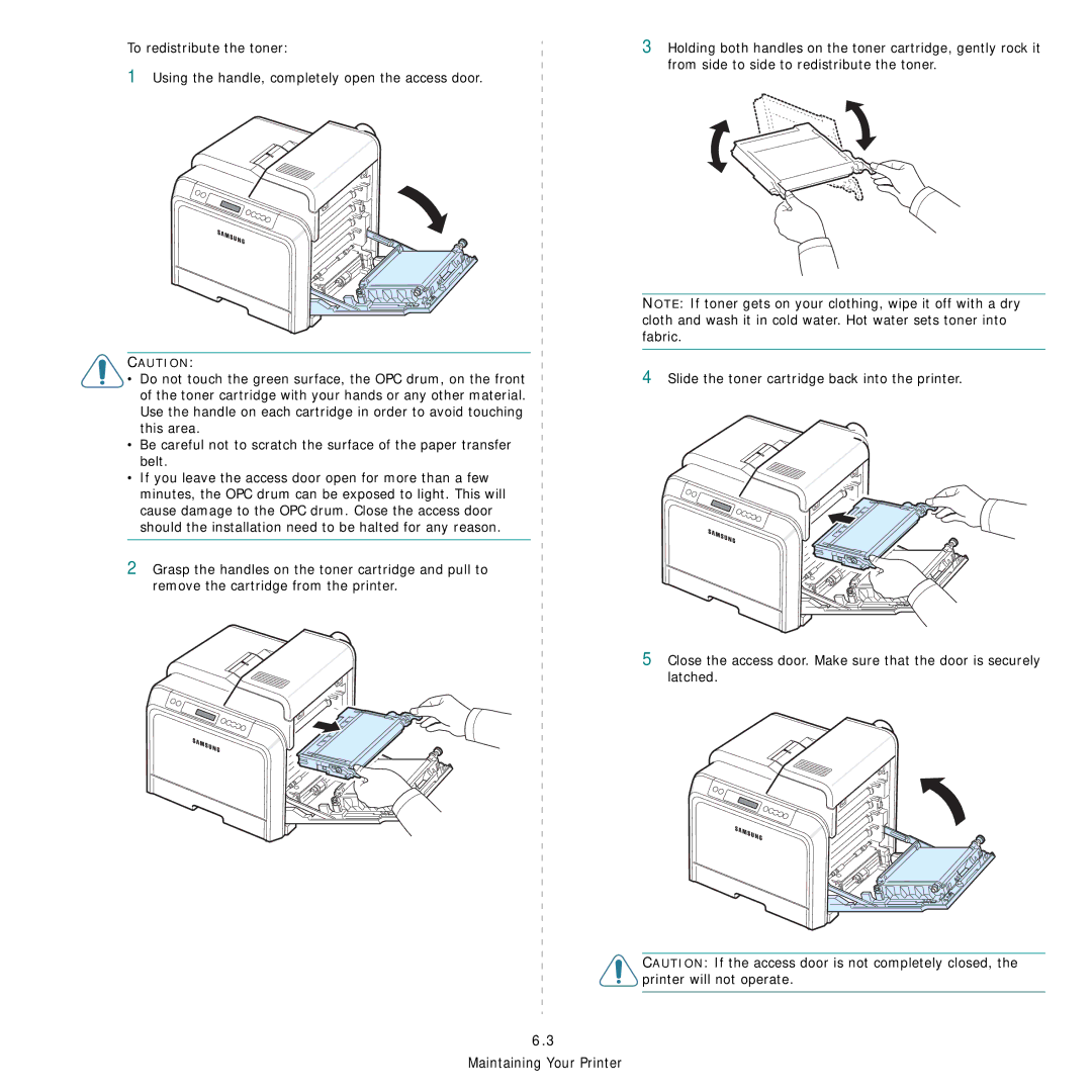 Samsung CLP-600 manual Maintaining Your Printer 