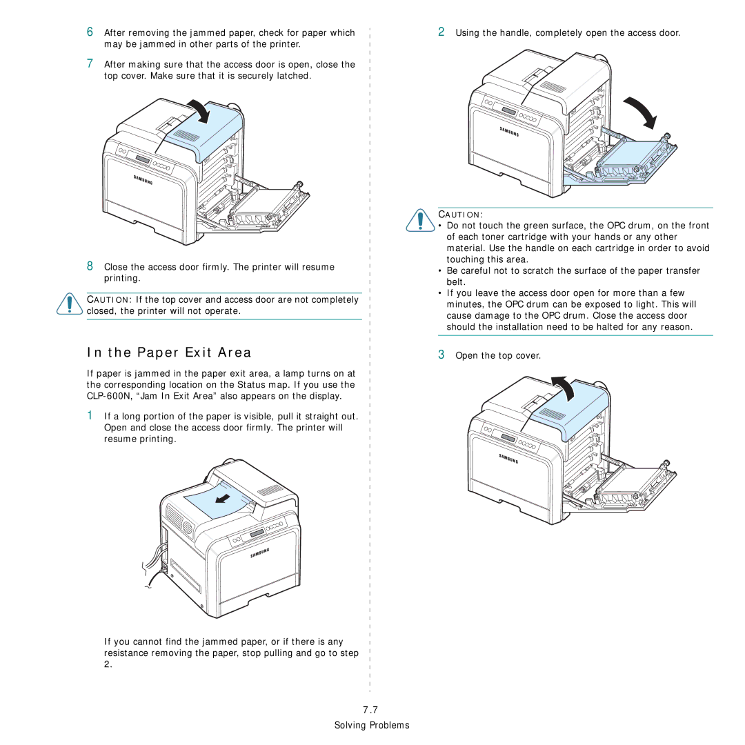 Samsung CLP-600 manual Paper Exit Area 