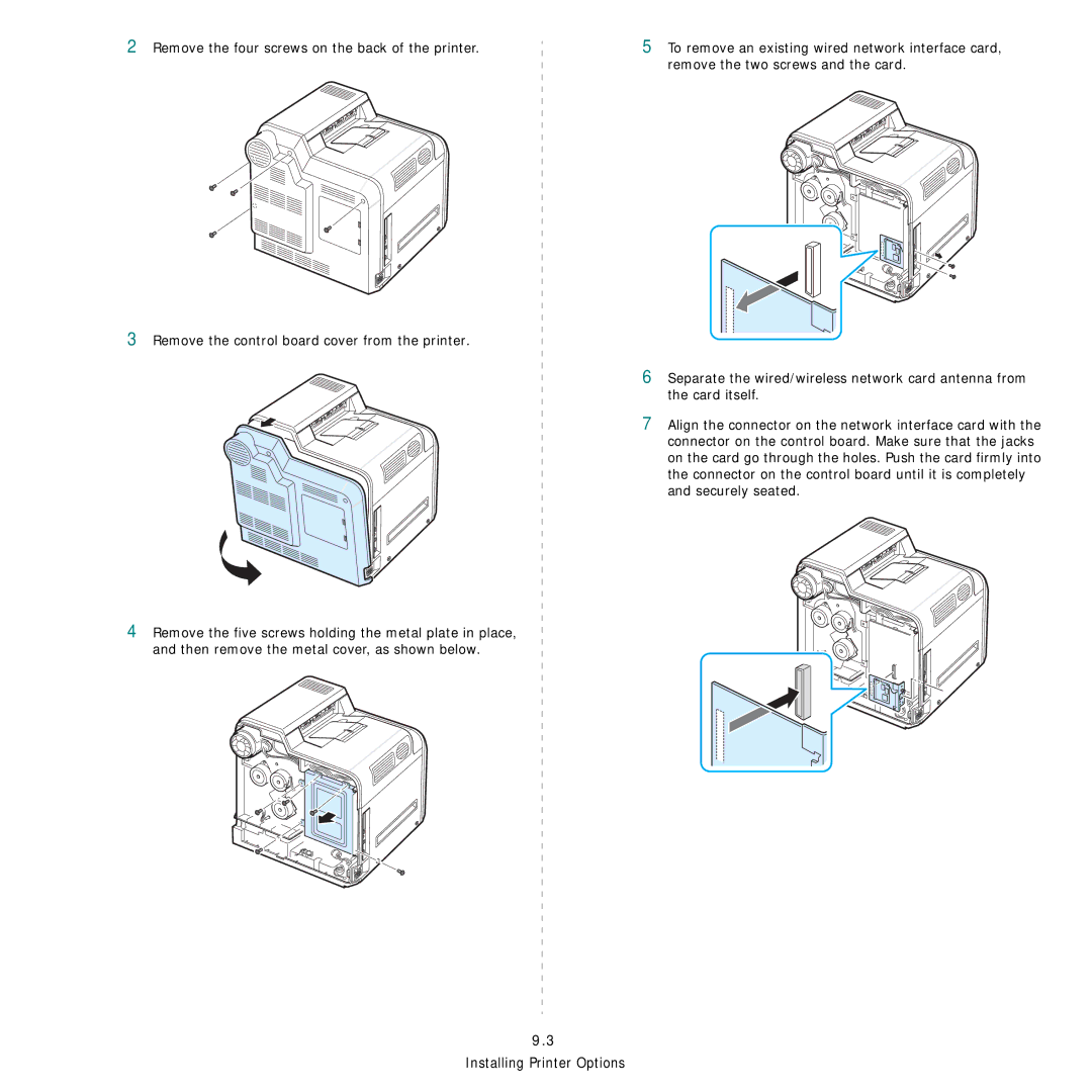 Samsung CLP-600 manual Installing Printer Options 