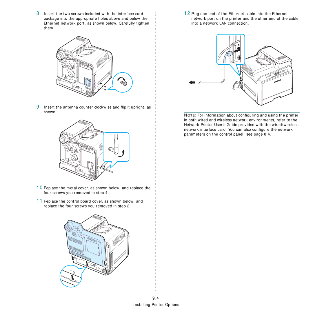 Samsung CLP-600 manual Installing Printer Options 