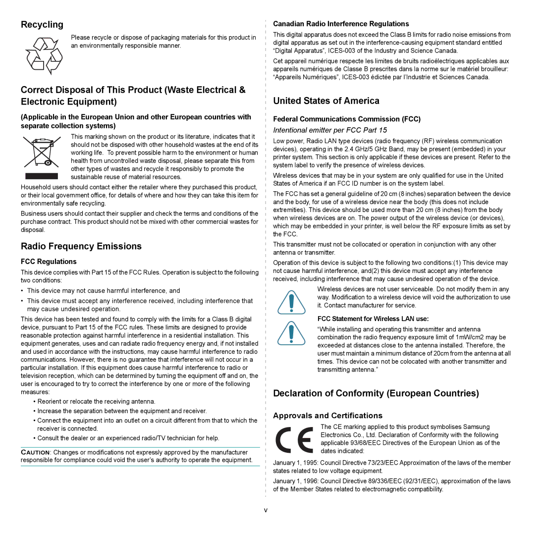 Samsung CLP-600 manual Recycling 