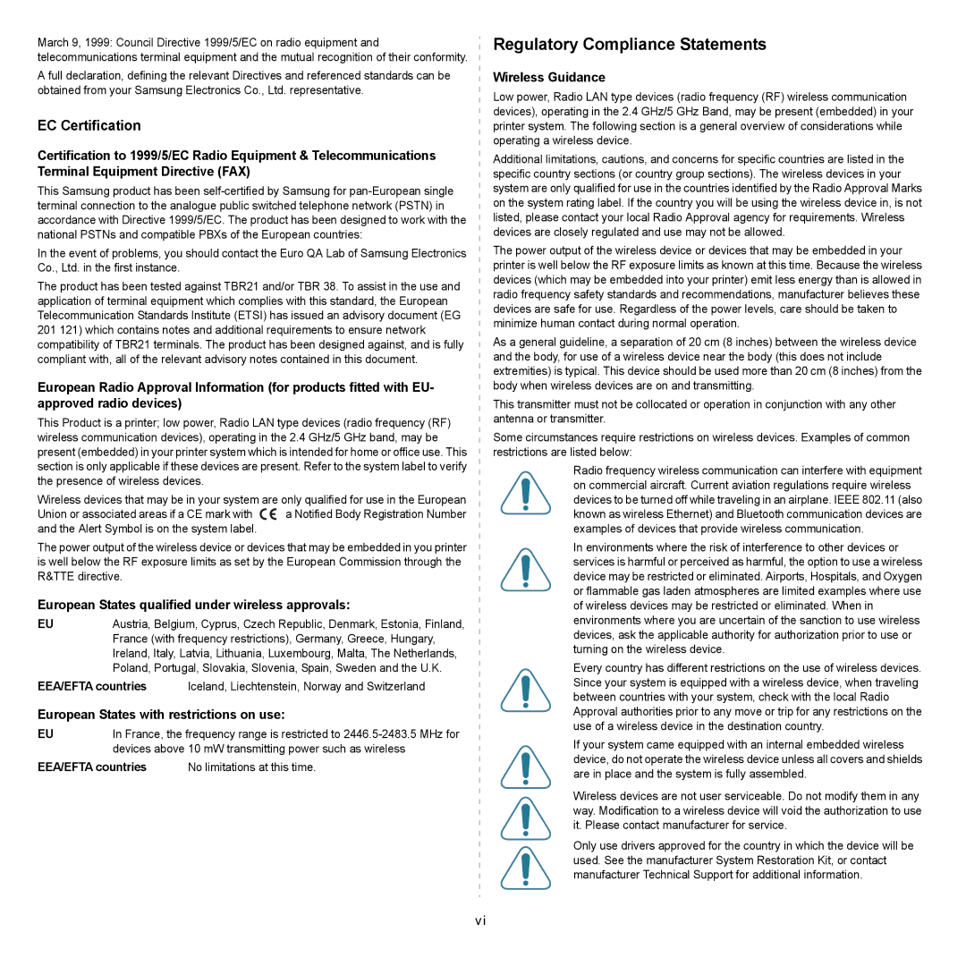 Samsung CLP-600 manual Regulatory Compliance Statements 