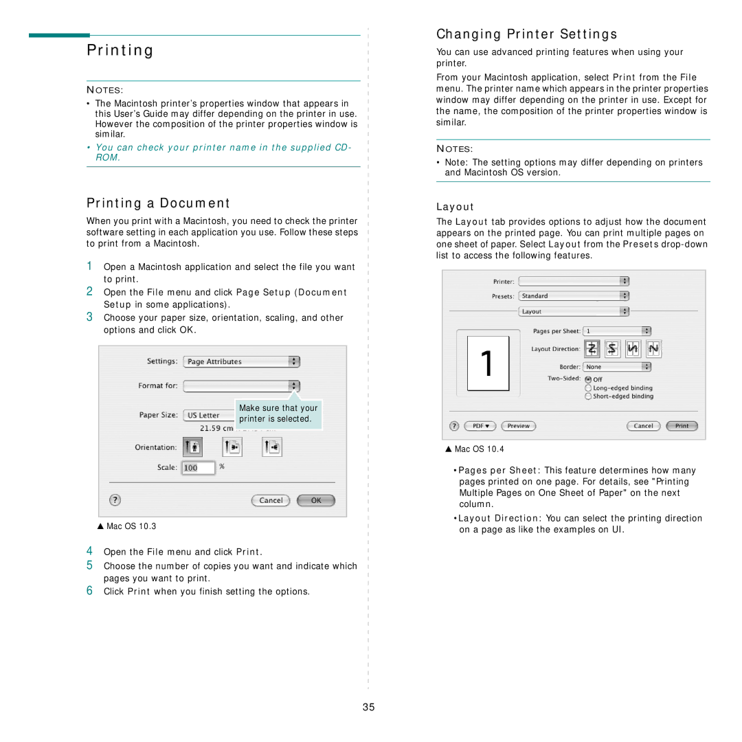 Samsung CLP-610 Series, CLP-660 Series manual Printing a Document, Changing Printer Settings, Layout 