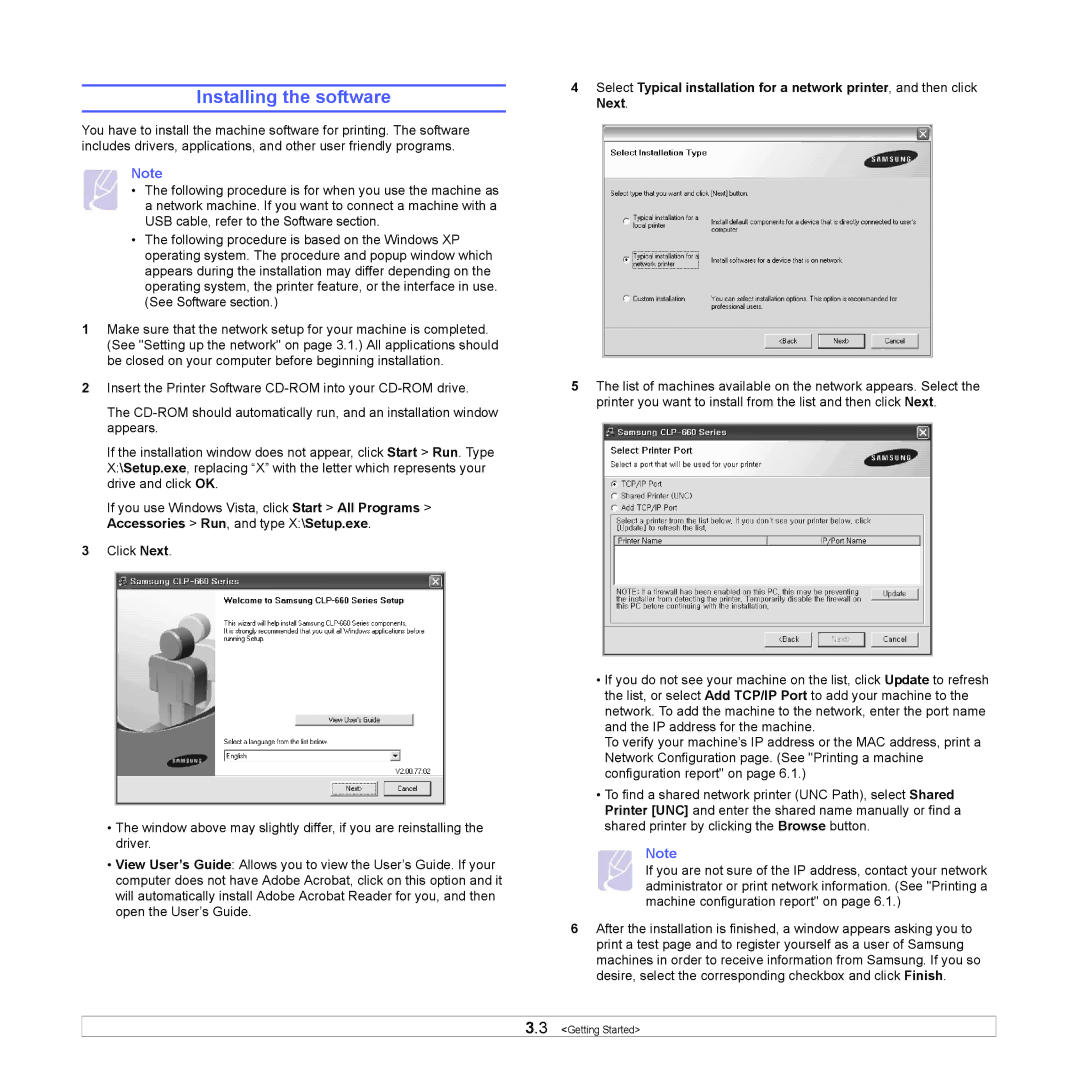 Samsung CLP-610 Series, CLP-660 Series manual Installing the software 