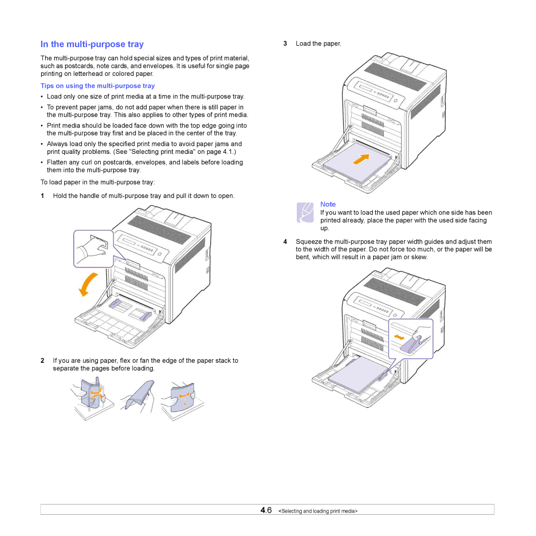 Samsung CLP-660 Series, CLP-610 Series manual Multi-purpose tray, Tips on using the multi-purpose tray 