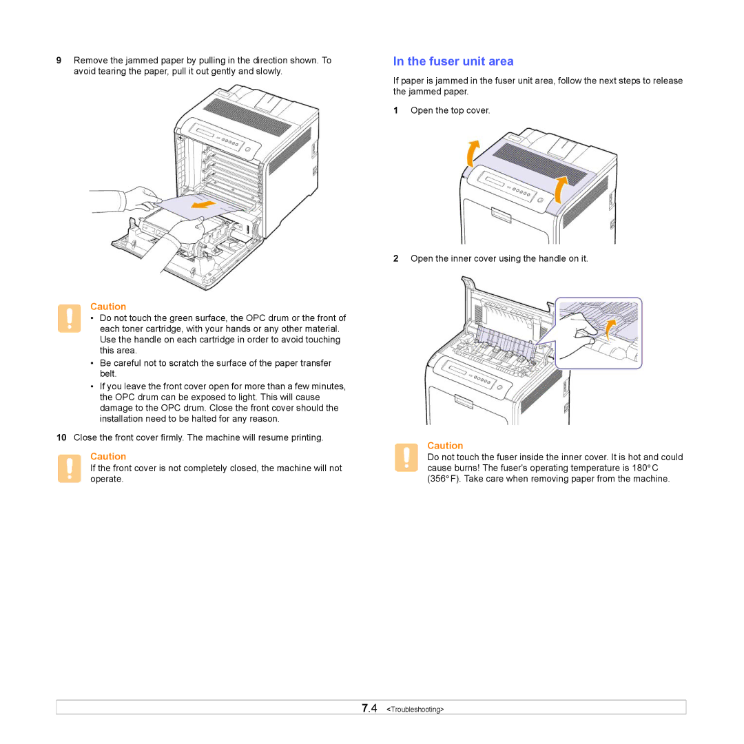 Samsung CLP-610 Series, CLP-660 Series manual Fuser unit area 