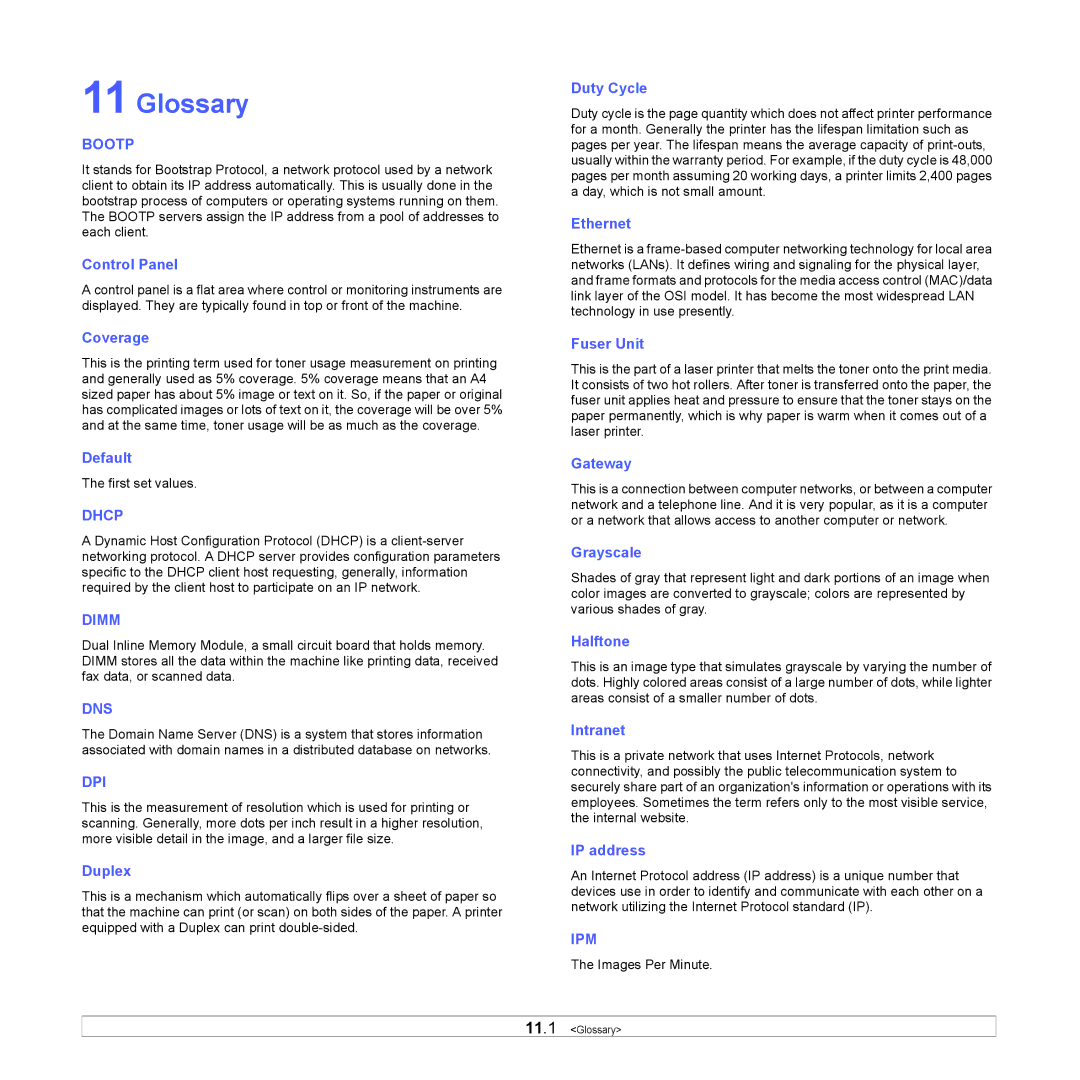 Samsung CLP-660 Series, CLP-610 Series manual Glossary, Bootp 