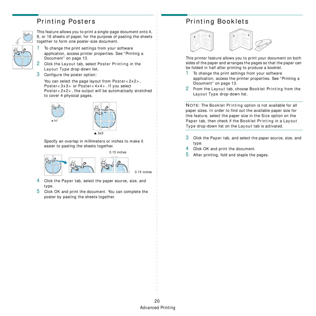 Samsung CLP-660 Series, CLP-610 Series manual Printing Posters, Printing Booklets 