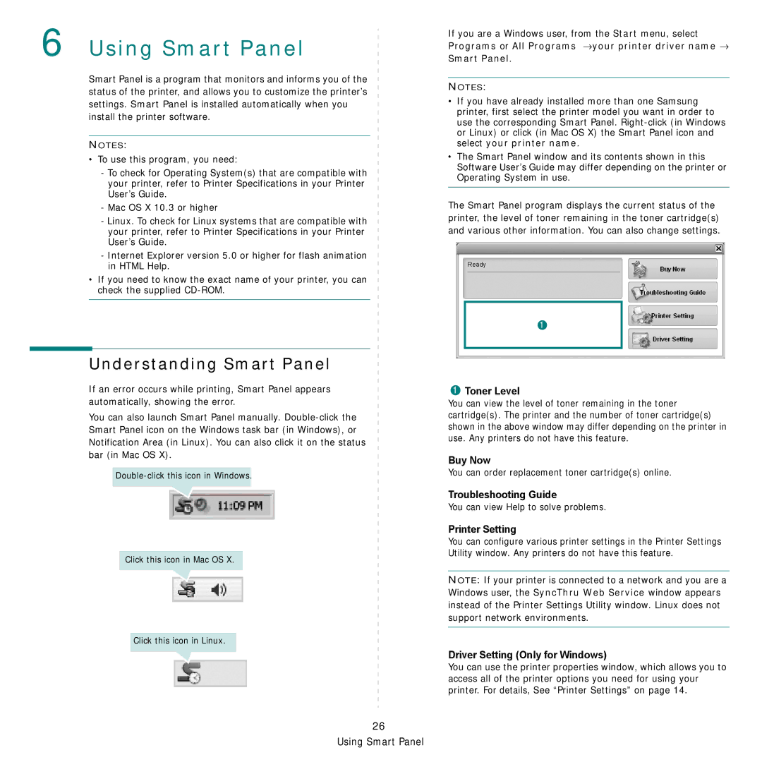 Samsung CLP-660 Series, CLP-610 Series manual Understanding Smart Panel 