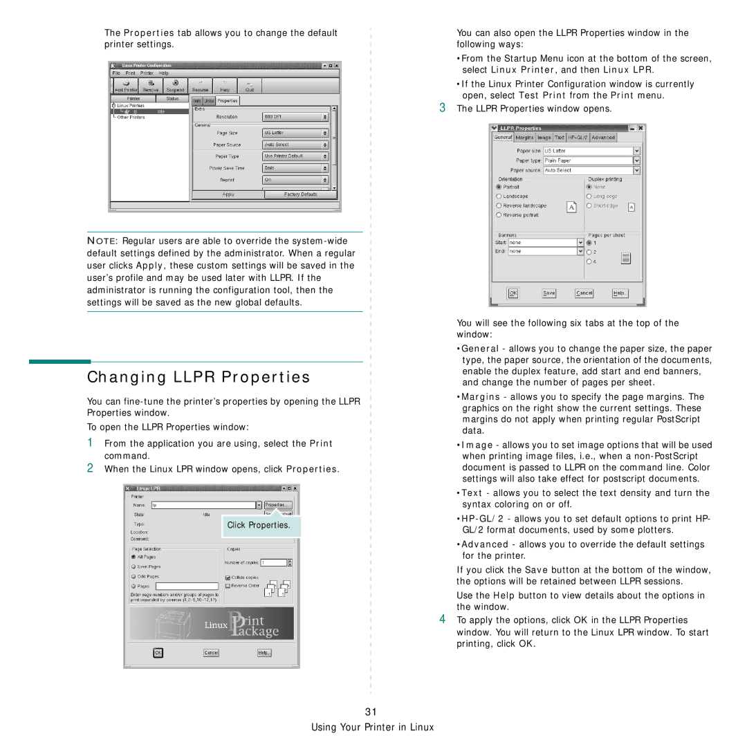 Samsung CLP-650 Series manual Changing Llpr Properties 