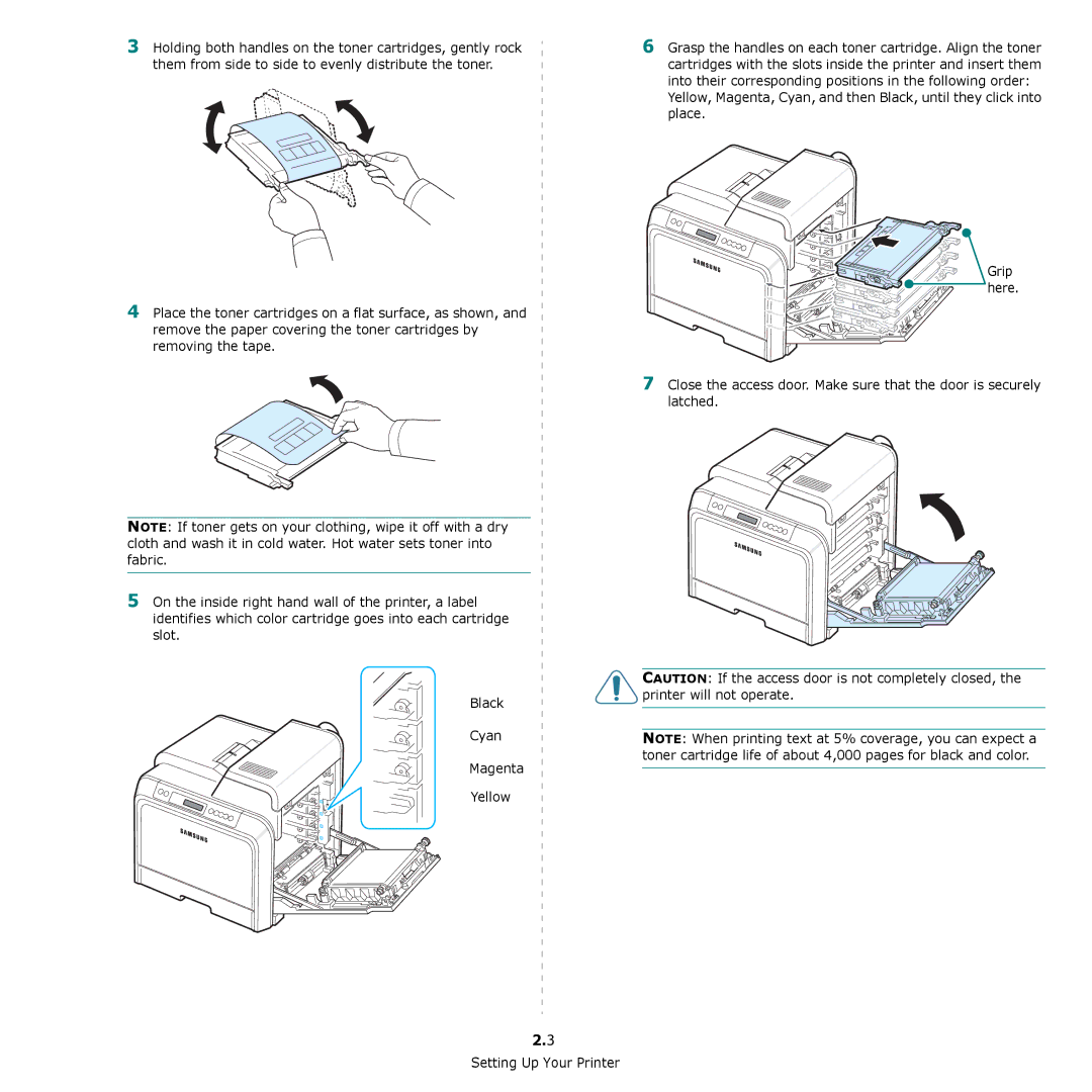 Samsung CLP-650 Series manual Grip 