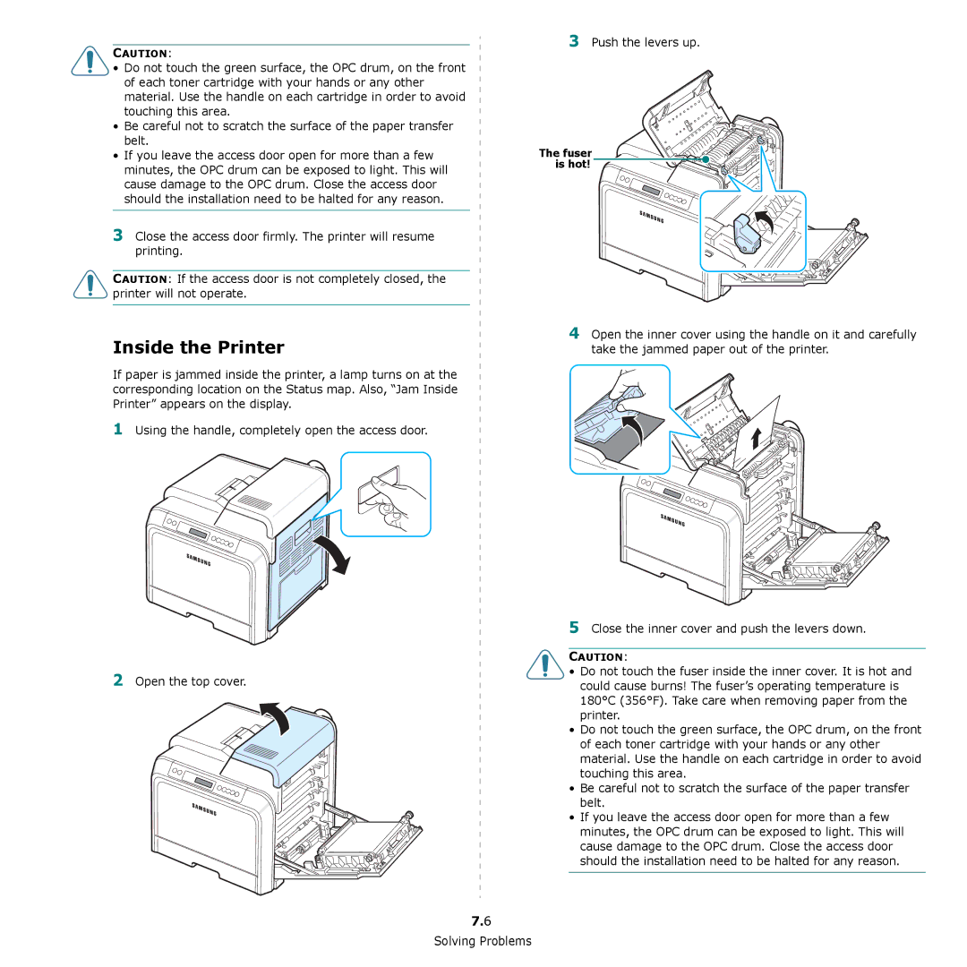 Samsung CLP-650 Series manual Inside the Printer 