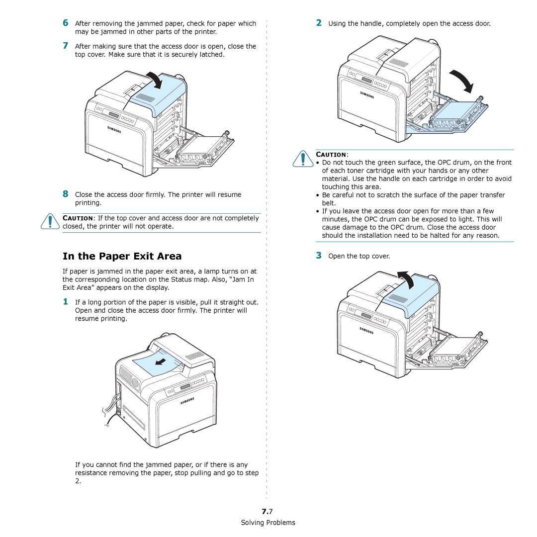 Samsung CLP-650 Series manual Paper Exit Area 