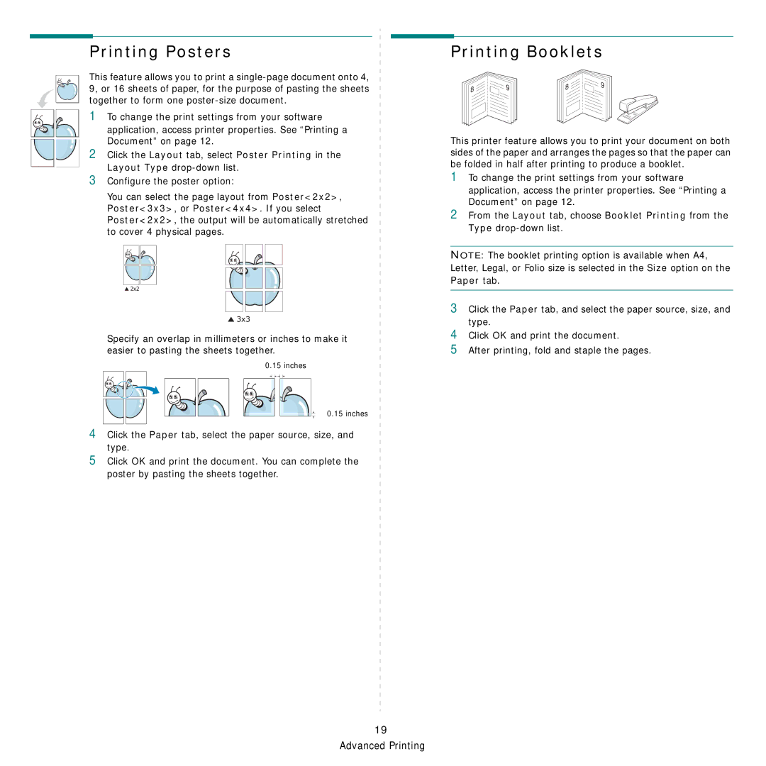 Samsung CLP-650 Series manual Printing Posters, Printing Booklets 