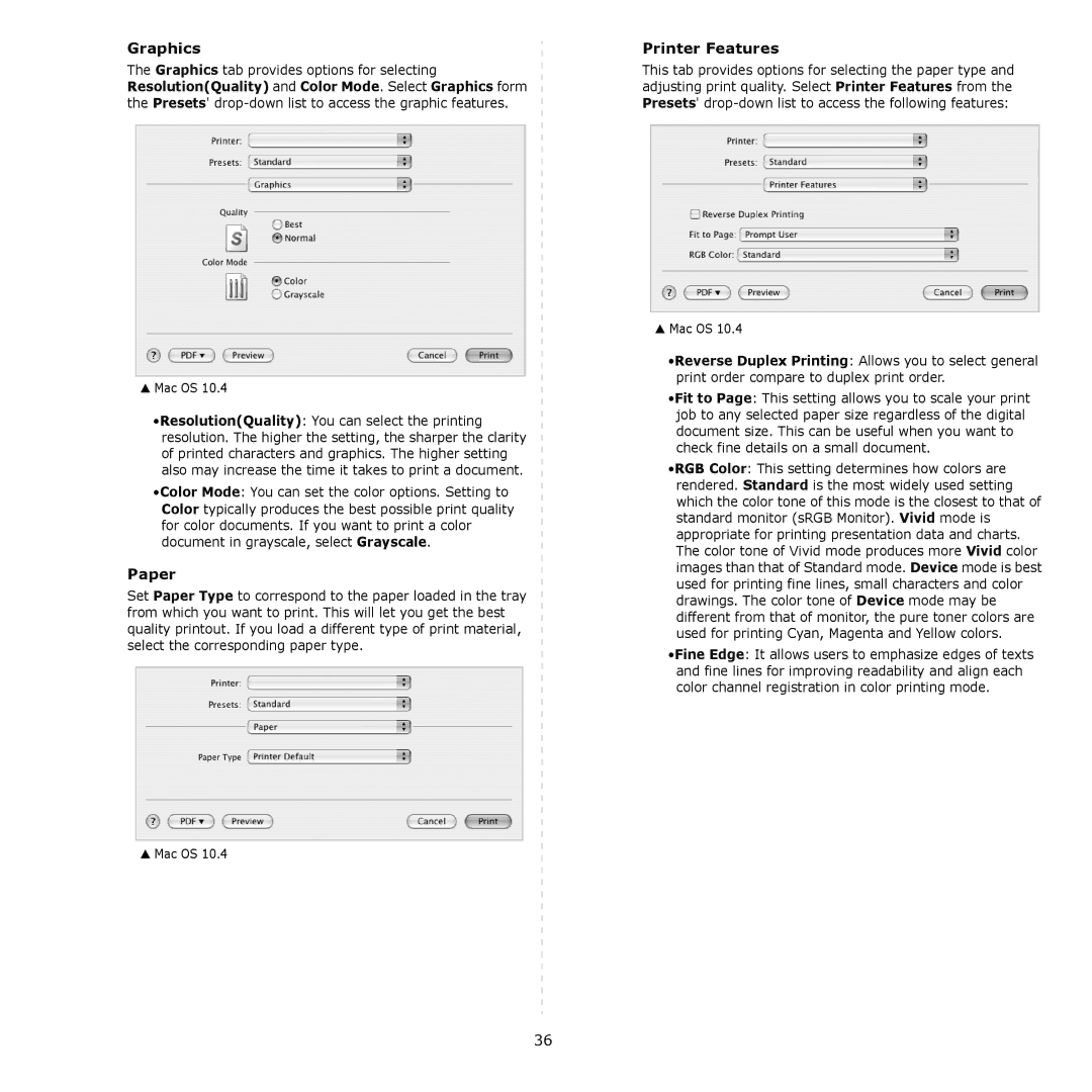 Samsung CLP-660, CLP-610 manual Graphics, Paper, Printer Features 