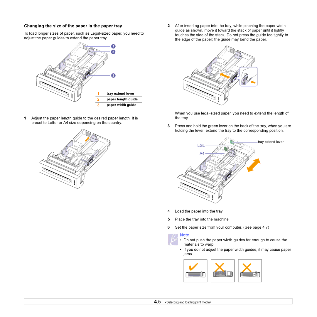 Samsung CLP-660, CLP-610 manual Changing the size of the paper in the paper tray 