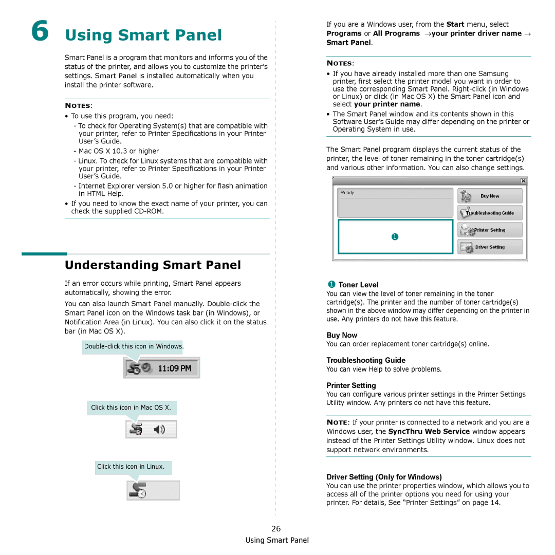 Samsung CLP-660, CLP-610 manual Understanding Smart Panel 