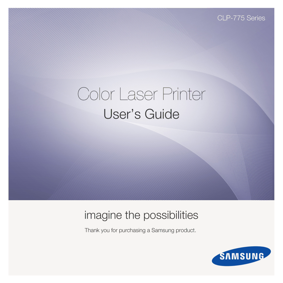 Samsung CLP775ND, CLP-775 SERIES manual Color Laser Printer 