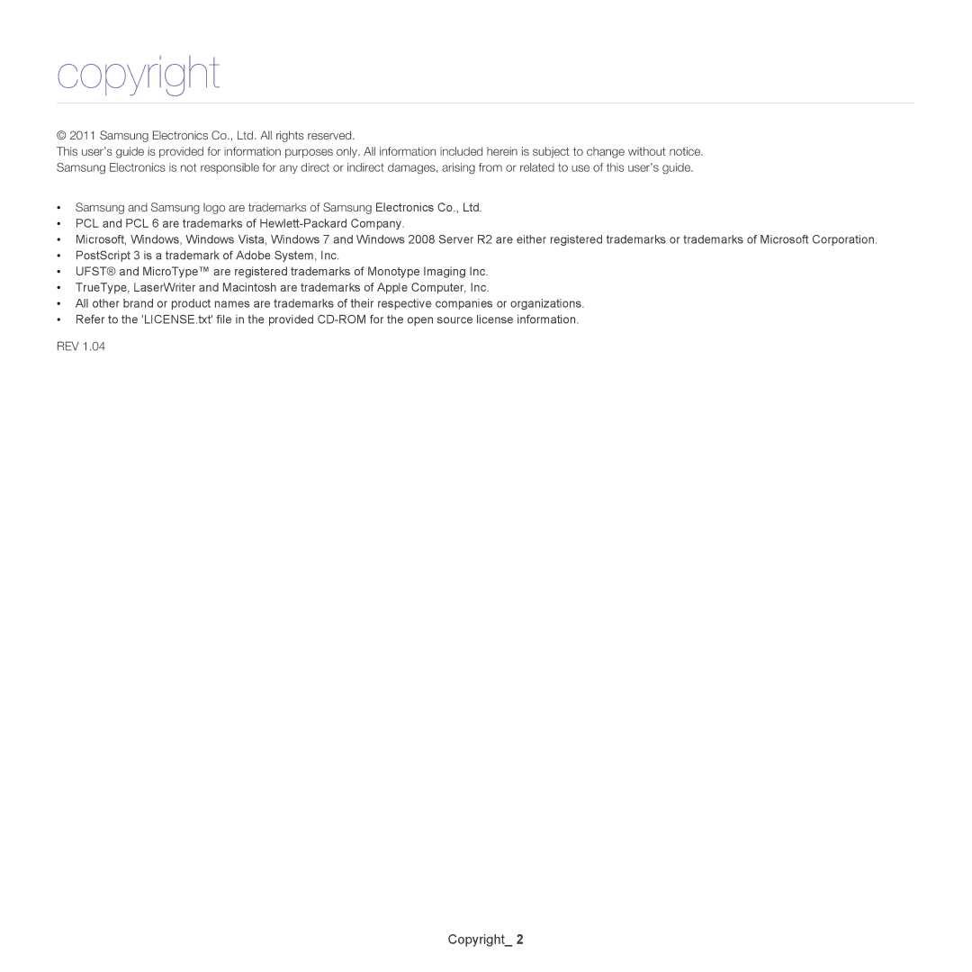 Samsung CLP-775 SERIES, CLP775ND manual Copyright 