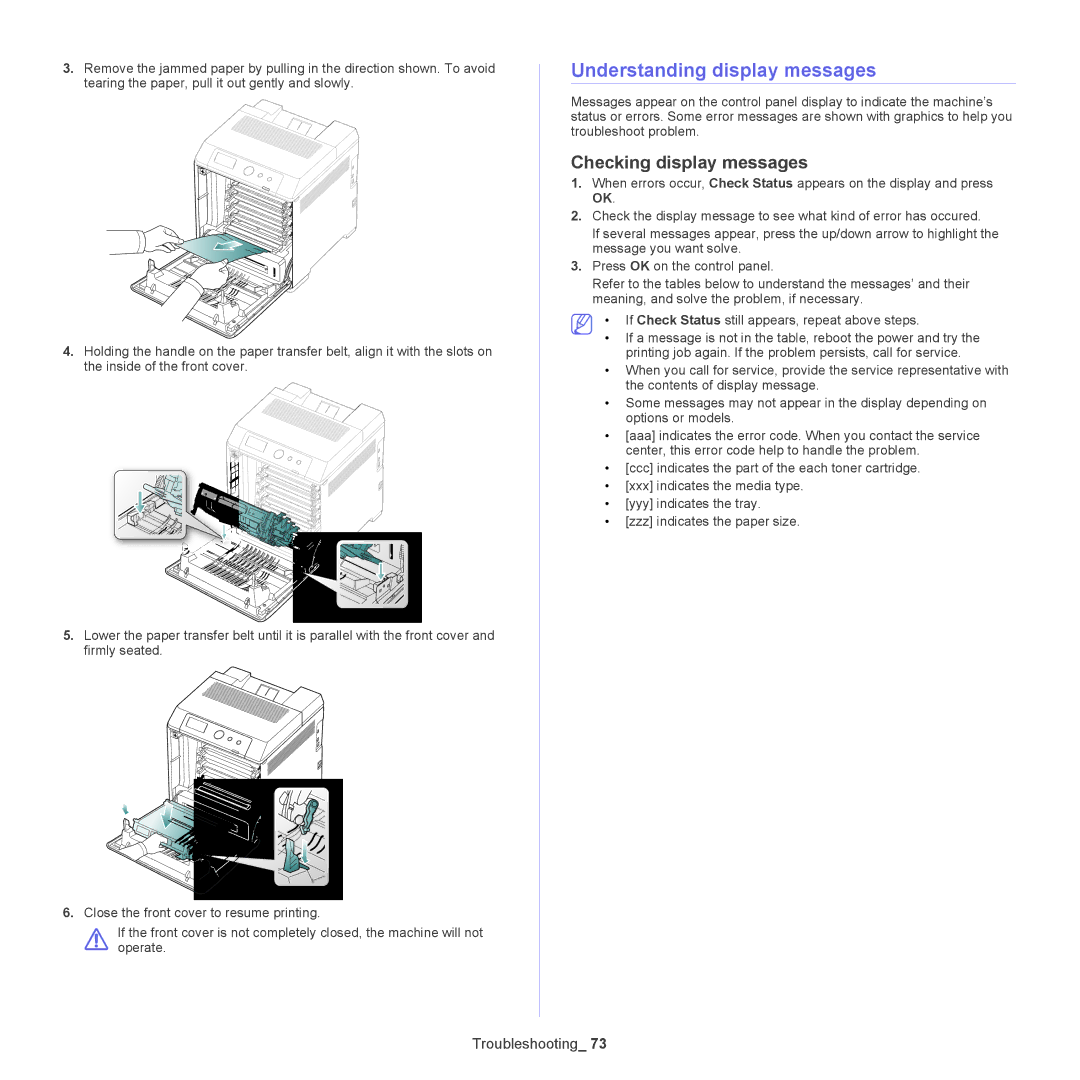 Samsung CLP775ND, CLP-775 SERIES manual Understanding display messages, Checking display messages 