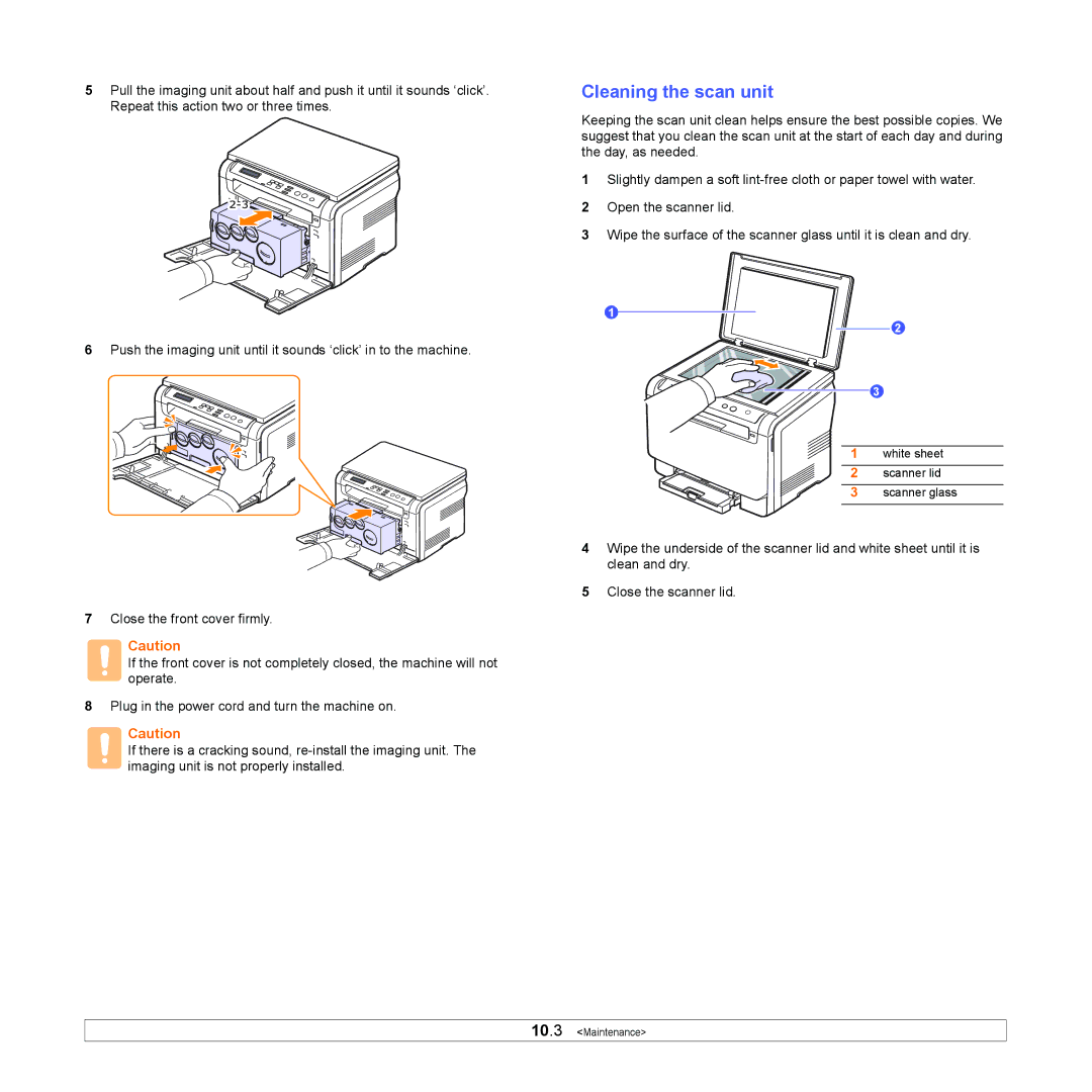 Samsung CLX-216x manual Cleaning the scan unit 