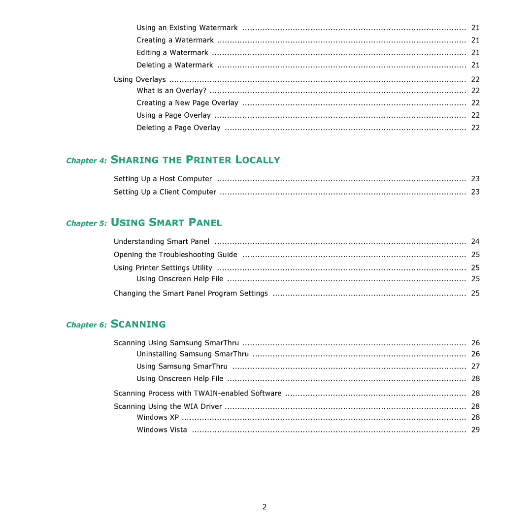 Samsung CLX-216x manual Sharing the Printer Locally 