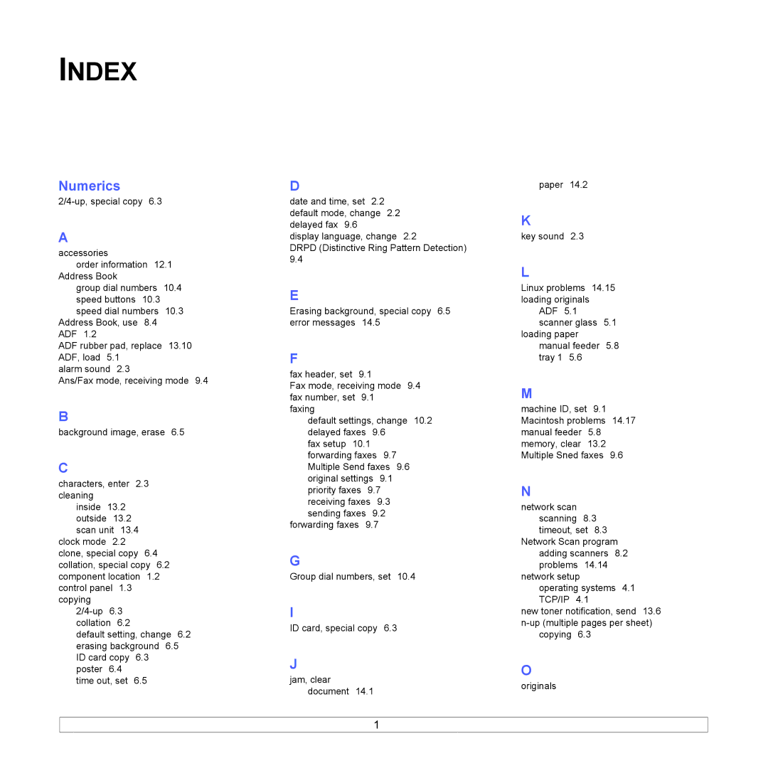 Samsung CLX-3160 manual Index, Numerics 