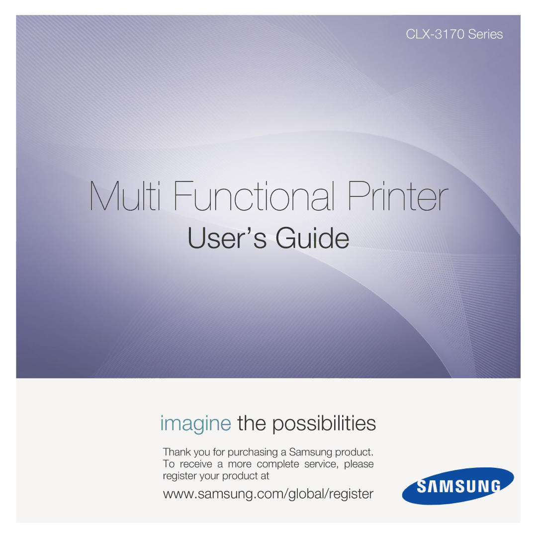 Samsung CLX-3170 manual Multi Functional Printer 