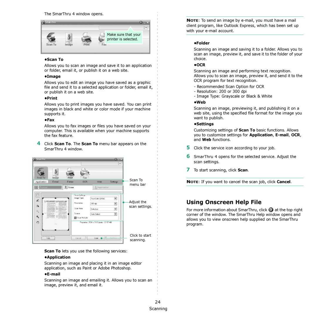 Samsung CLX-3170 manual Using Onscreen Help File 