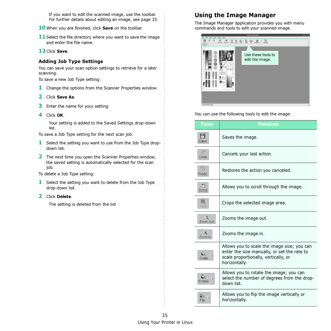 Samsung CLX-3170 manual Using the Image Manager, Adding Job Type Settings 