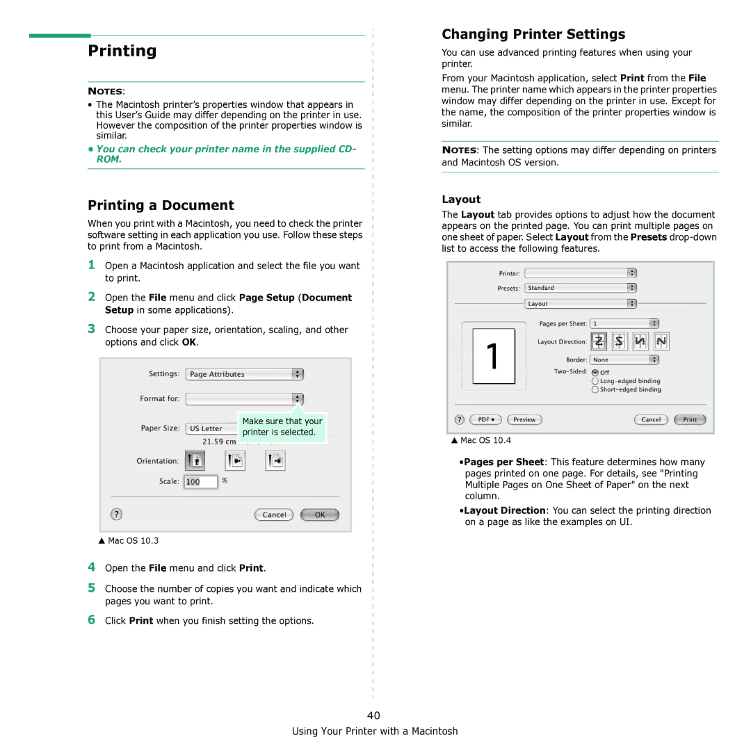 Samsung CLX-3170 manual Printing a Document, Changing Printer Settings, Layout 