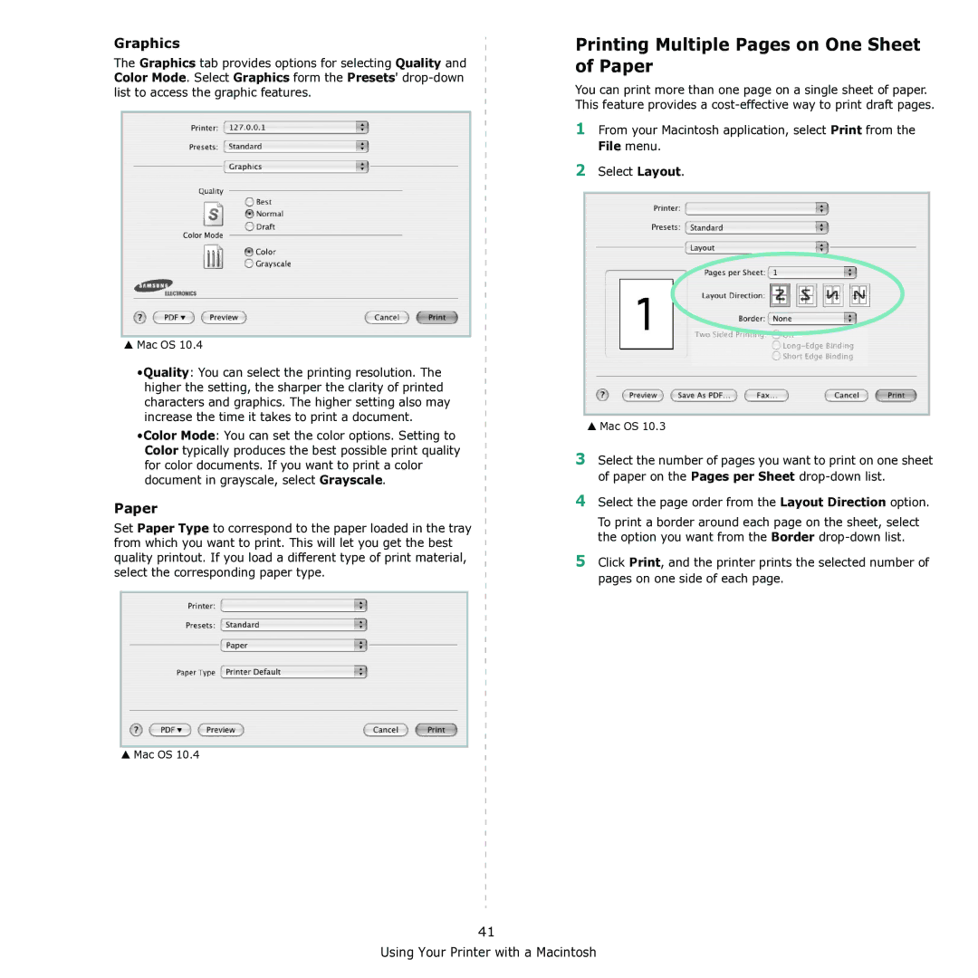 Samsung CLX-3170 manual Printing Multiple Pages on One Sheet of Paper, Graphics 