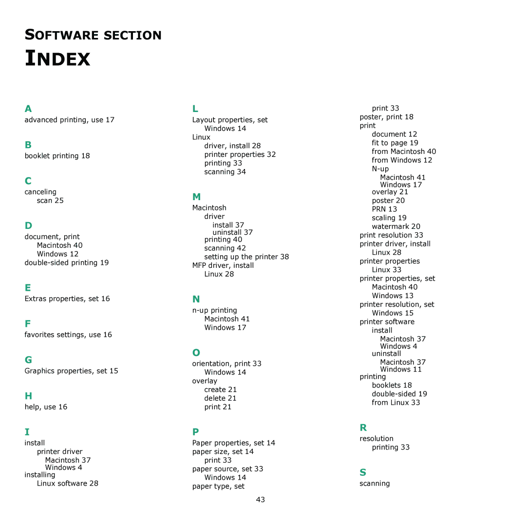 Samsung CLX-3170 manual Index 