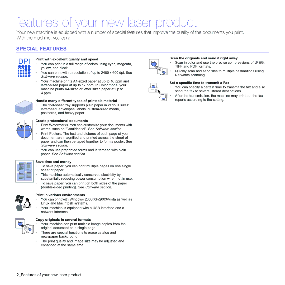 Samsung CLX-3170 manual Features of your new laser product, Special Features 