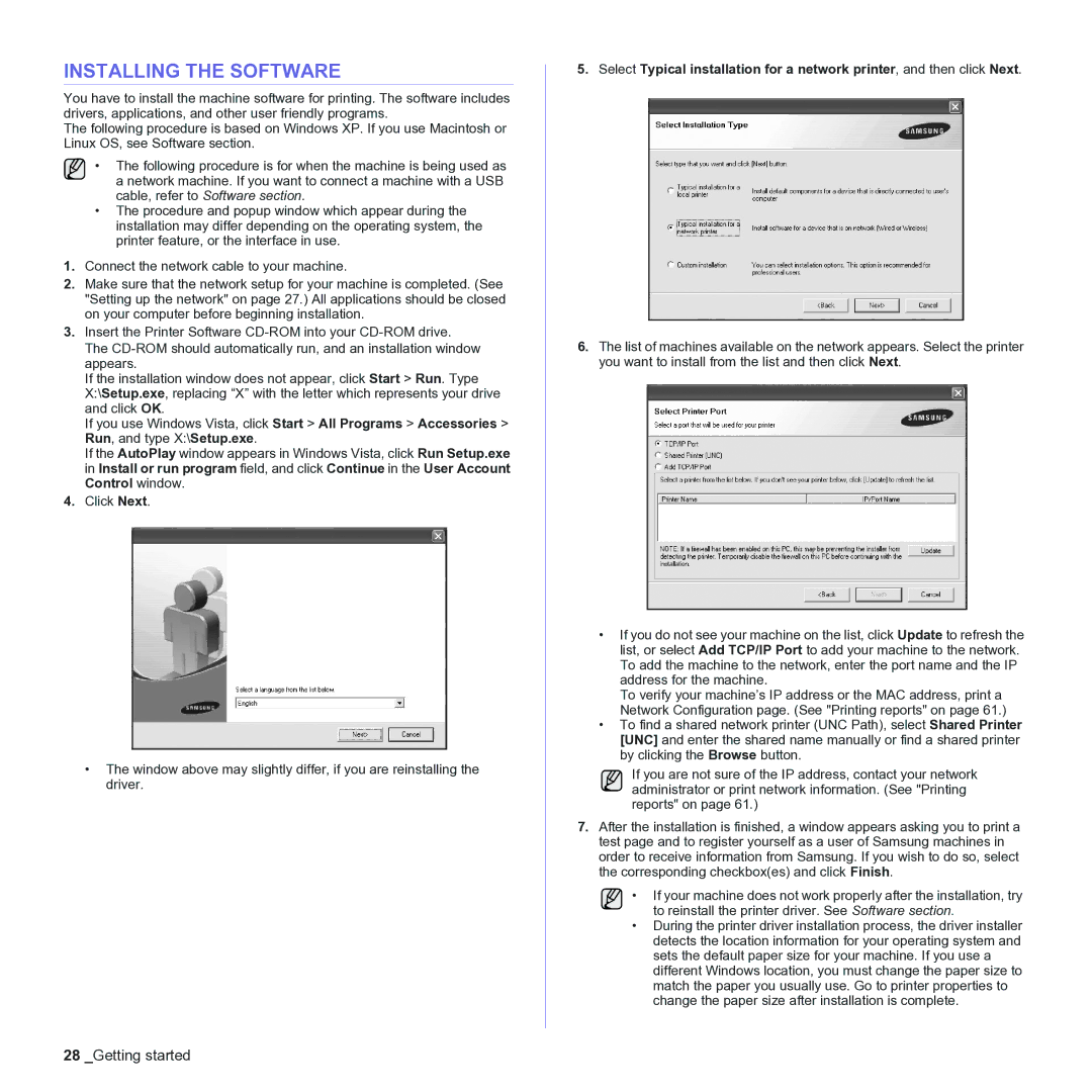 Samsung CLX-3170 manual Installing the Software 