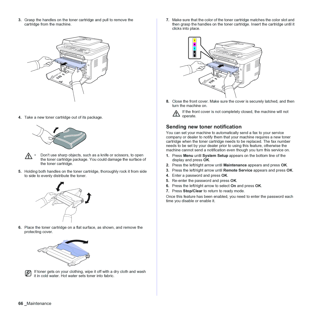 Samsung CLX-3170 manual Sending new toner notification 