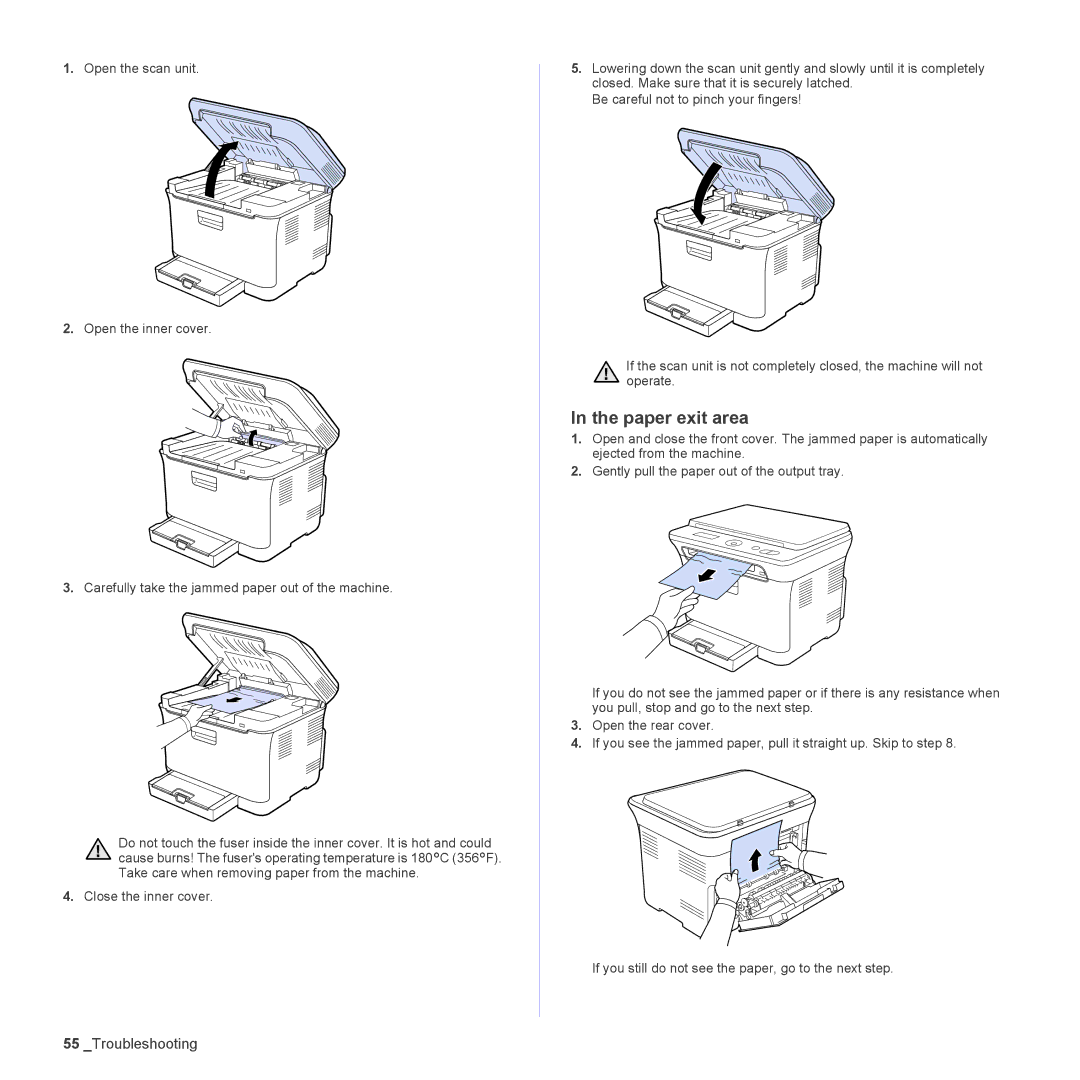 Samsung CLX-3175FN, CLX-3175FW, CLX-3175N, CLX-3170FN manual Paper exit area 