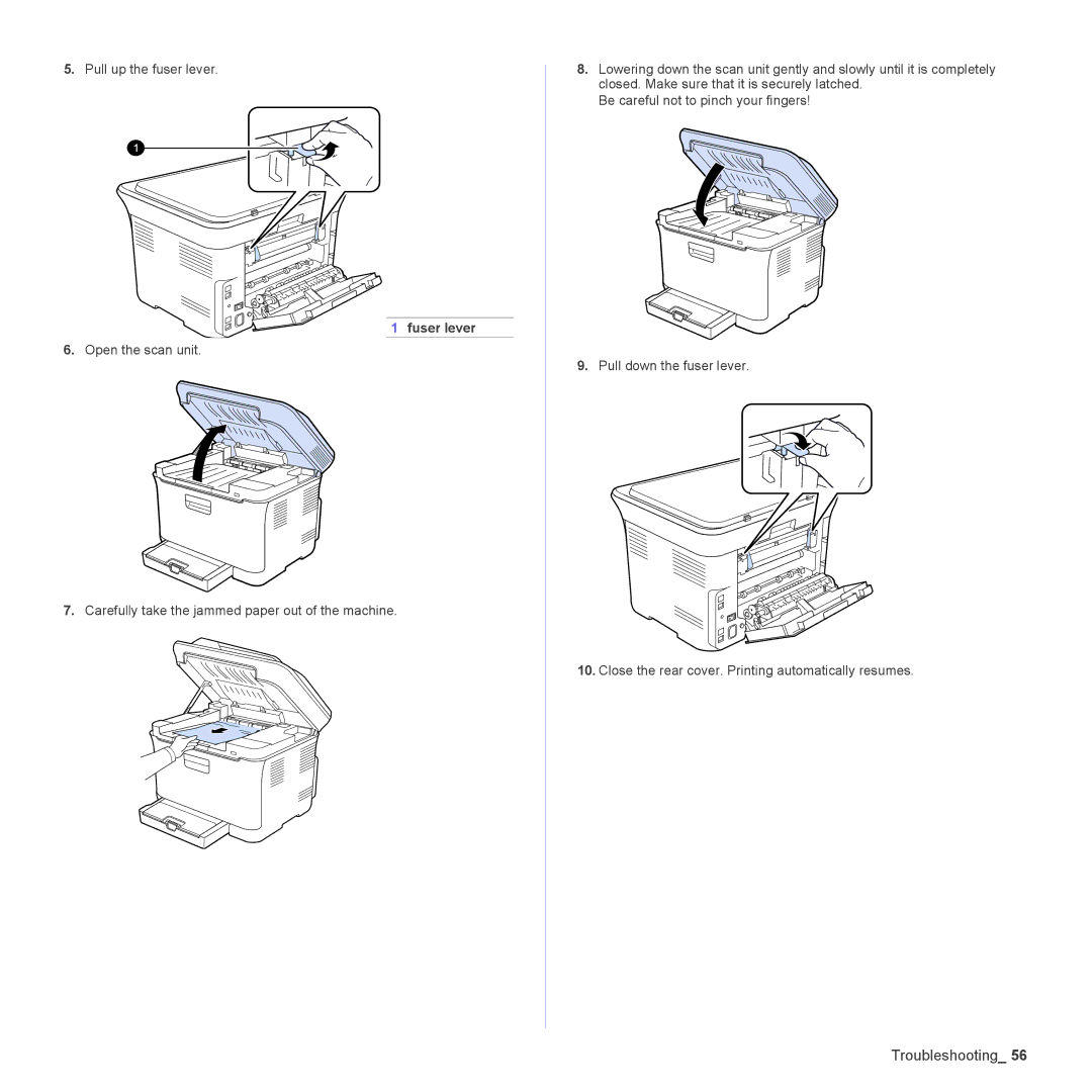 Samsung CLX-3175N, CLX-3175FW, CLX-3175FN, CLX-3170FN manual Fuser lever 