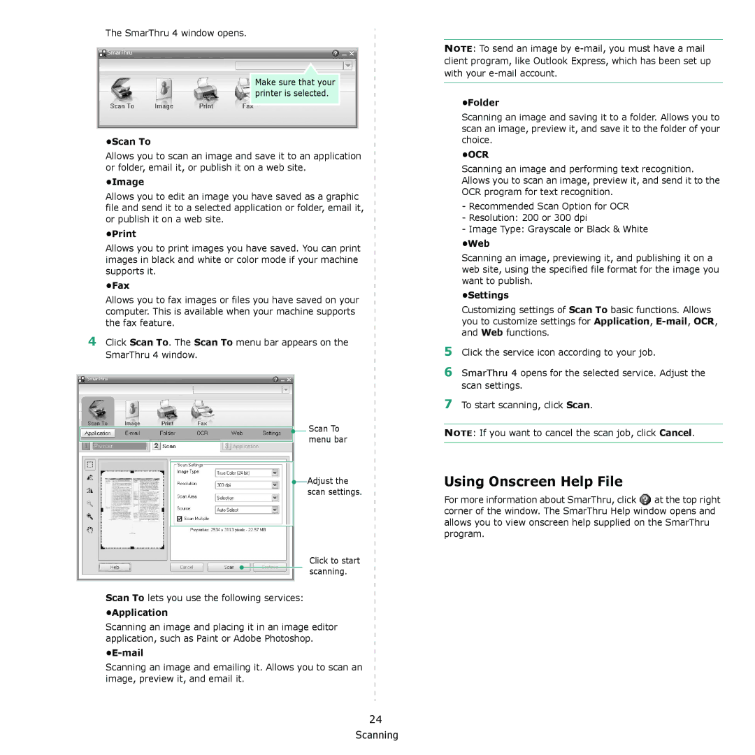 Samsung CLX-3170FN, CLX-3175FW, CLX-3175FN, CLX-3175N manual Using Onscreen Help File 