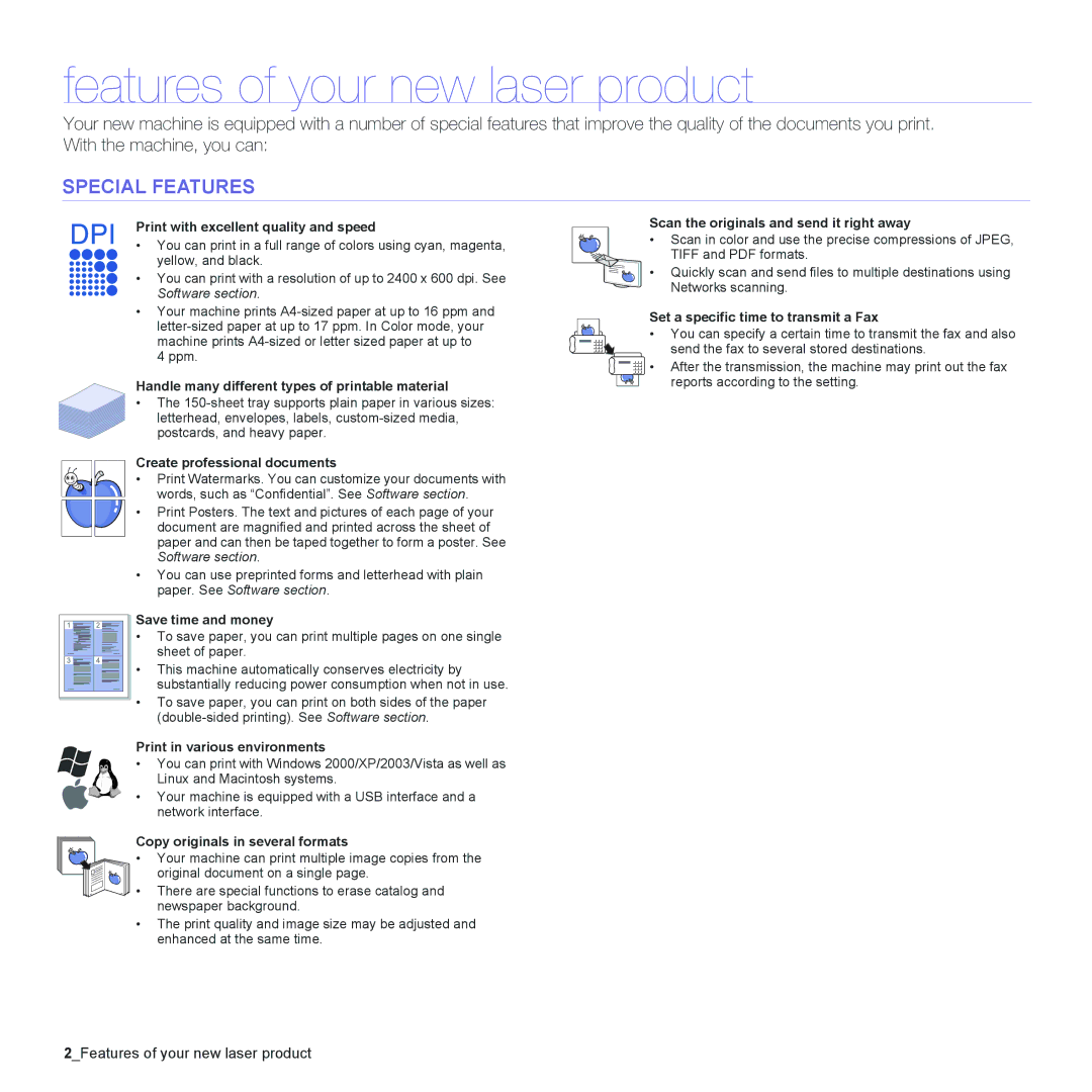 Samsung CLX-3175N, CLX-3175FW, CLX-3175FN, CLX-3170FN manual Features of your new laser product, Special Features 