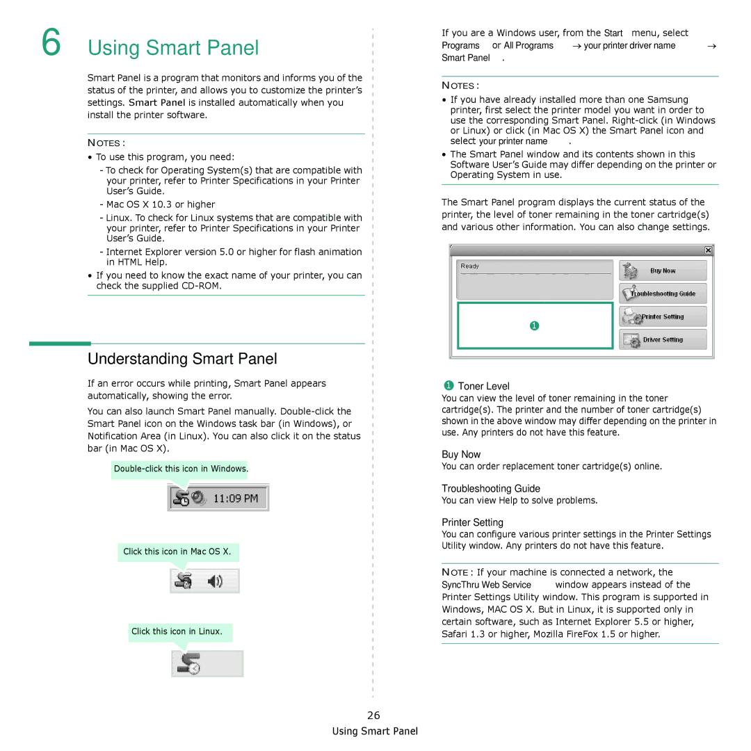 Samsung CLX-3175FN, CLX-3175FW, CLX-3175N, CLX-3170FN manual Using Smart Panel, Understanding Smart Panel 