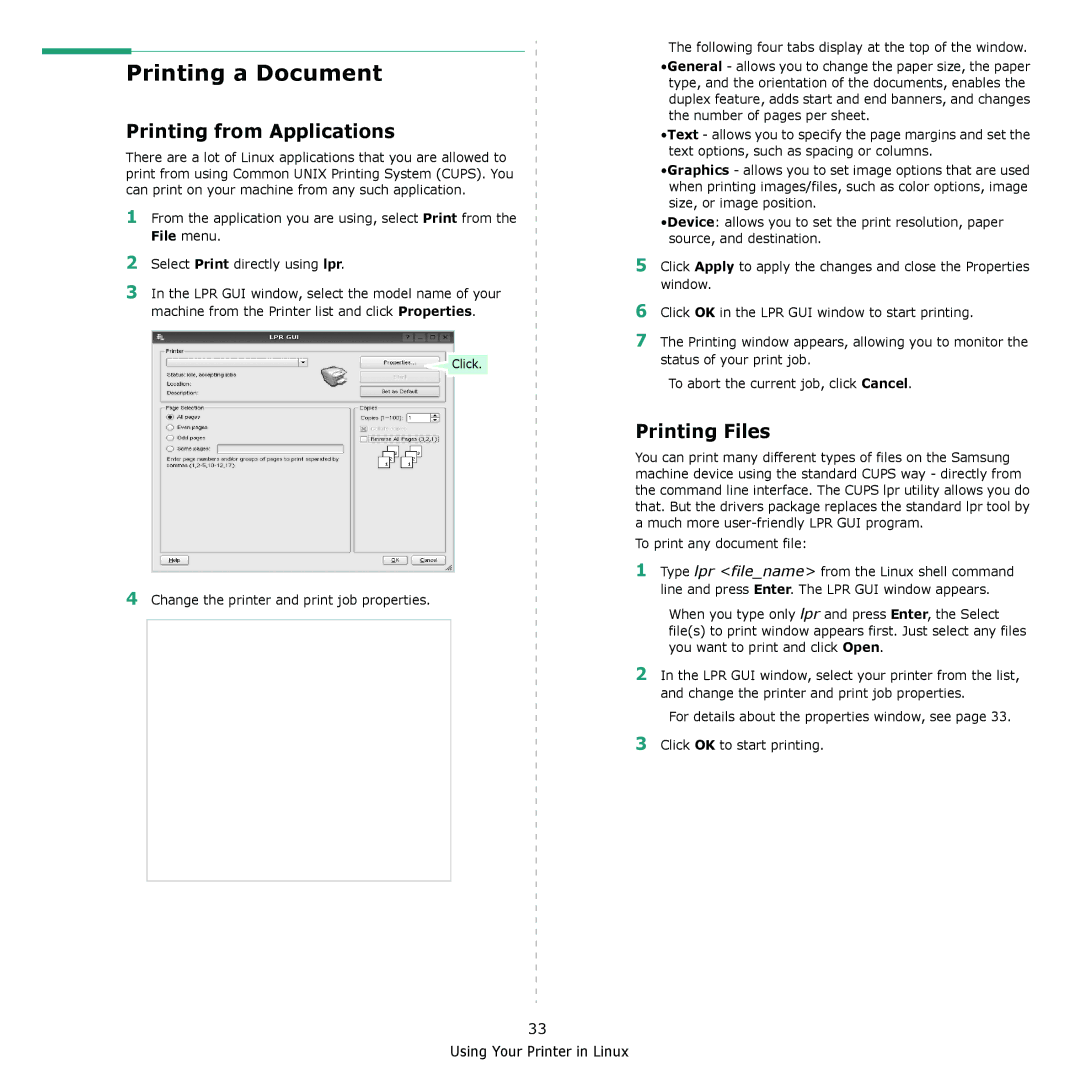 Samsung CLX-3175FW, CLX-3175FN, CLX-3175N, CLX-3170FN manual Printing from Applications, Printing Files 