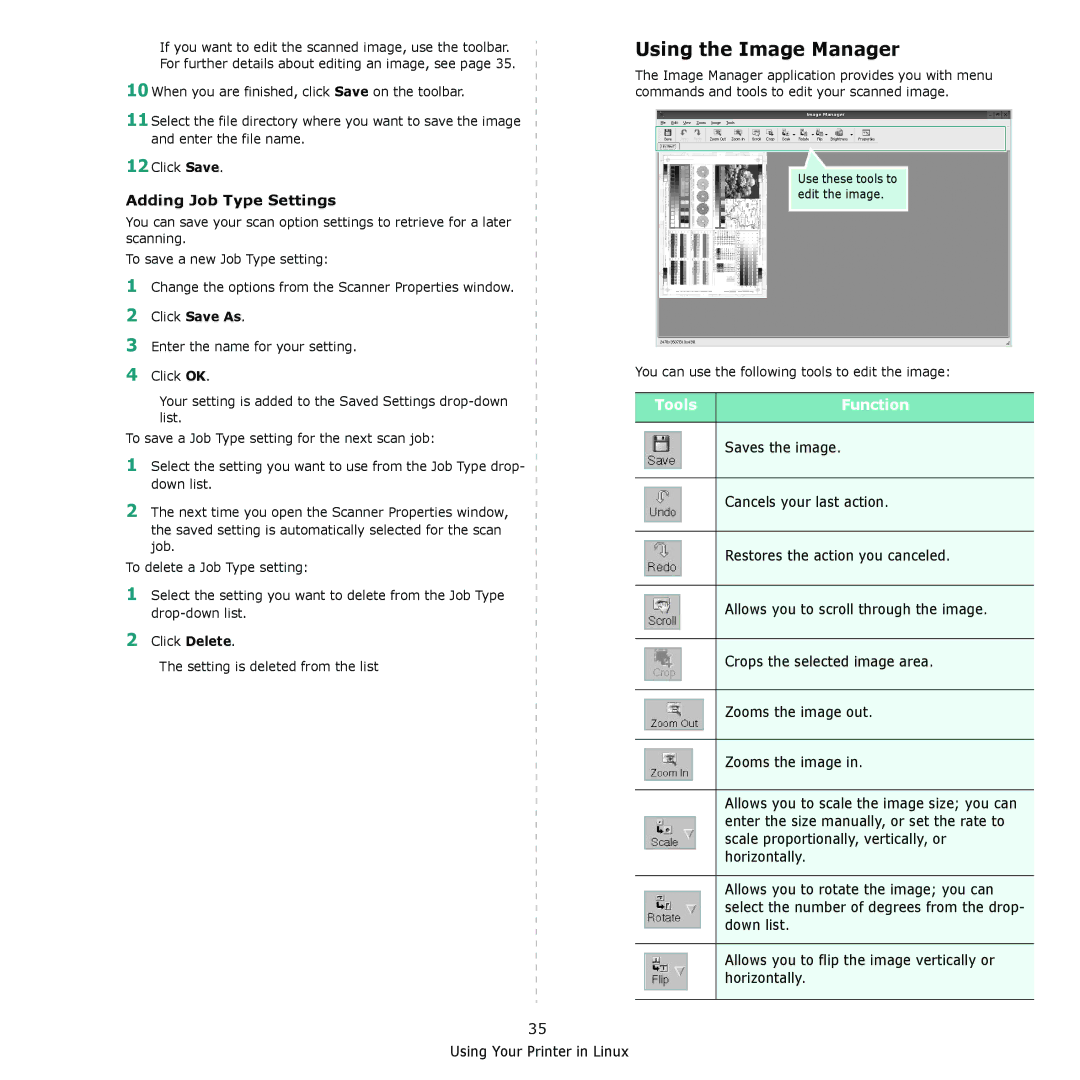 Samsung CLX-3175FW, CLX-3175FN, CLX-3175N, CLX-3170FN manual Using the Image Manager, Adding Job Type Settings 